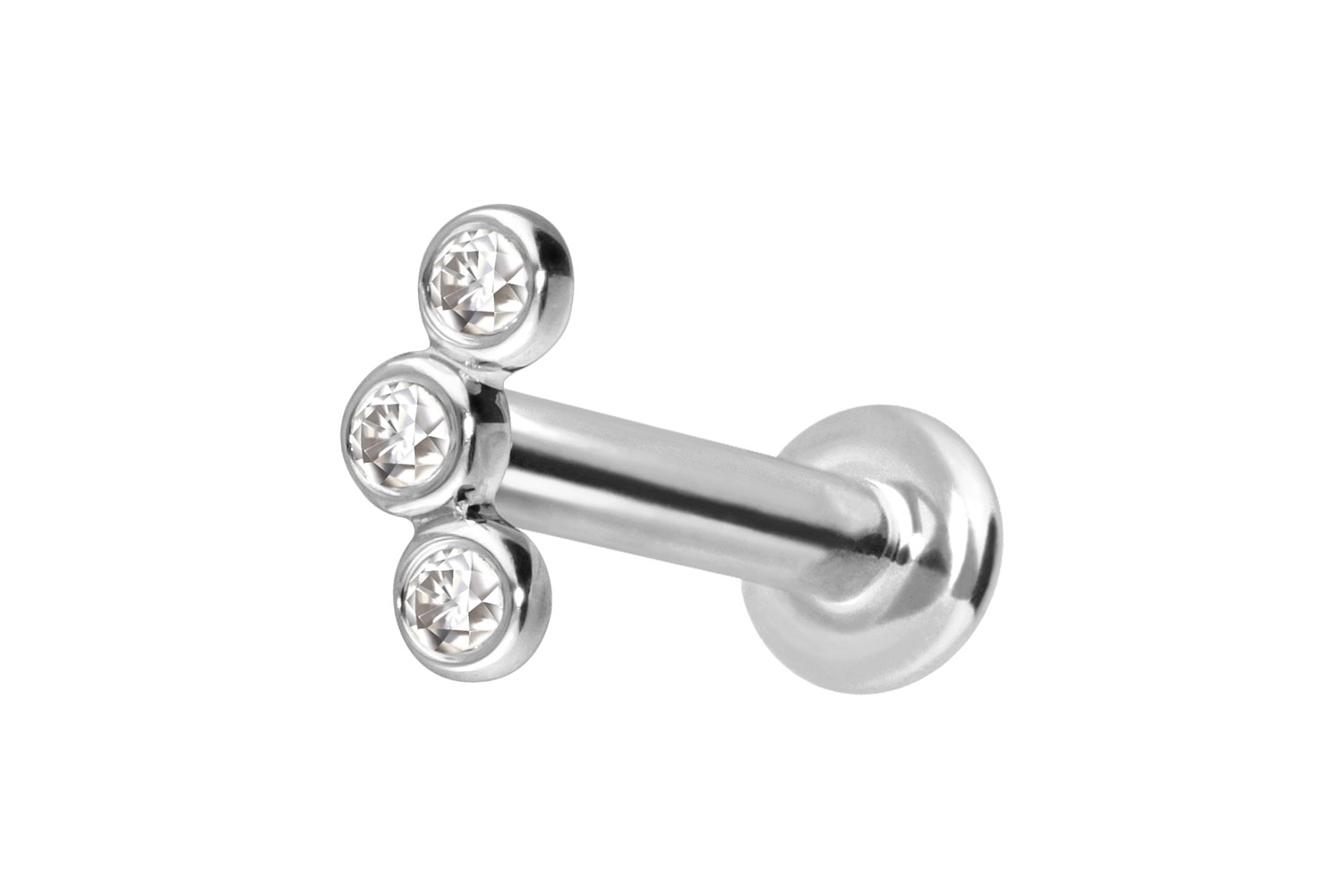 14 Karat Gold Labret Piercing mit Innengewinde MOISSANIT-BOGEN